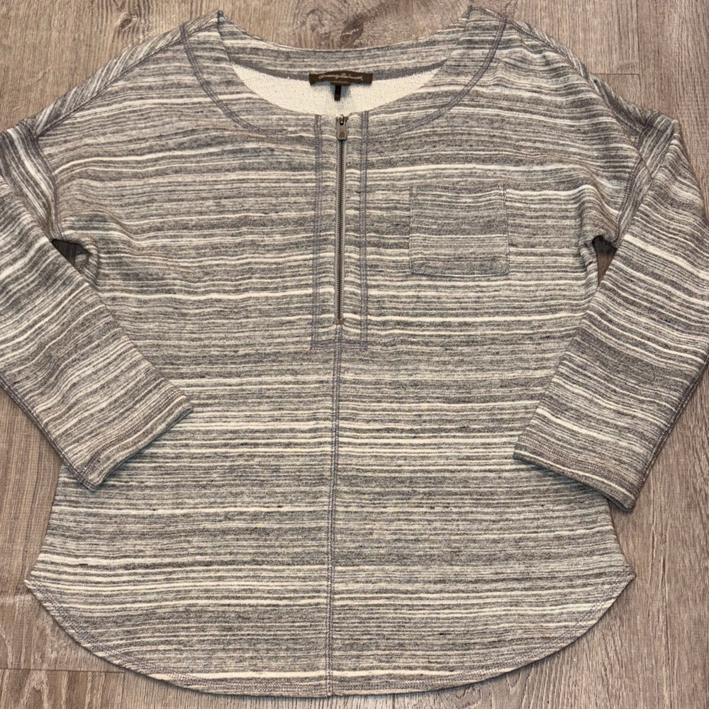 Tommy Bahama Gray and Cream Striped Sweater